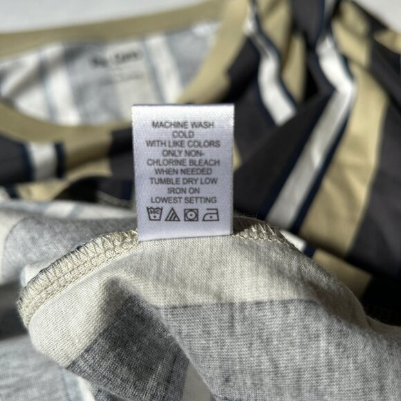 Pac Cares Men Shirt Long Sleeve Stripe Tan Gray Blue Size L - Picture 6 of 9